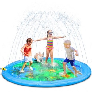 Splash Pad for Toddlers, 68” Outdoor Summer Sprinkler for Kids, Babies, and 1-12 Years Old Boys & Girls, Wading Splash & Sprinkler Water Toys for Fun Games, Party, and Play
